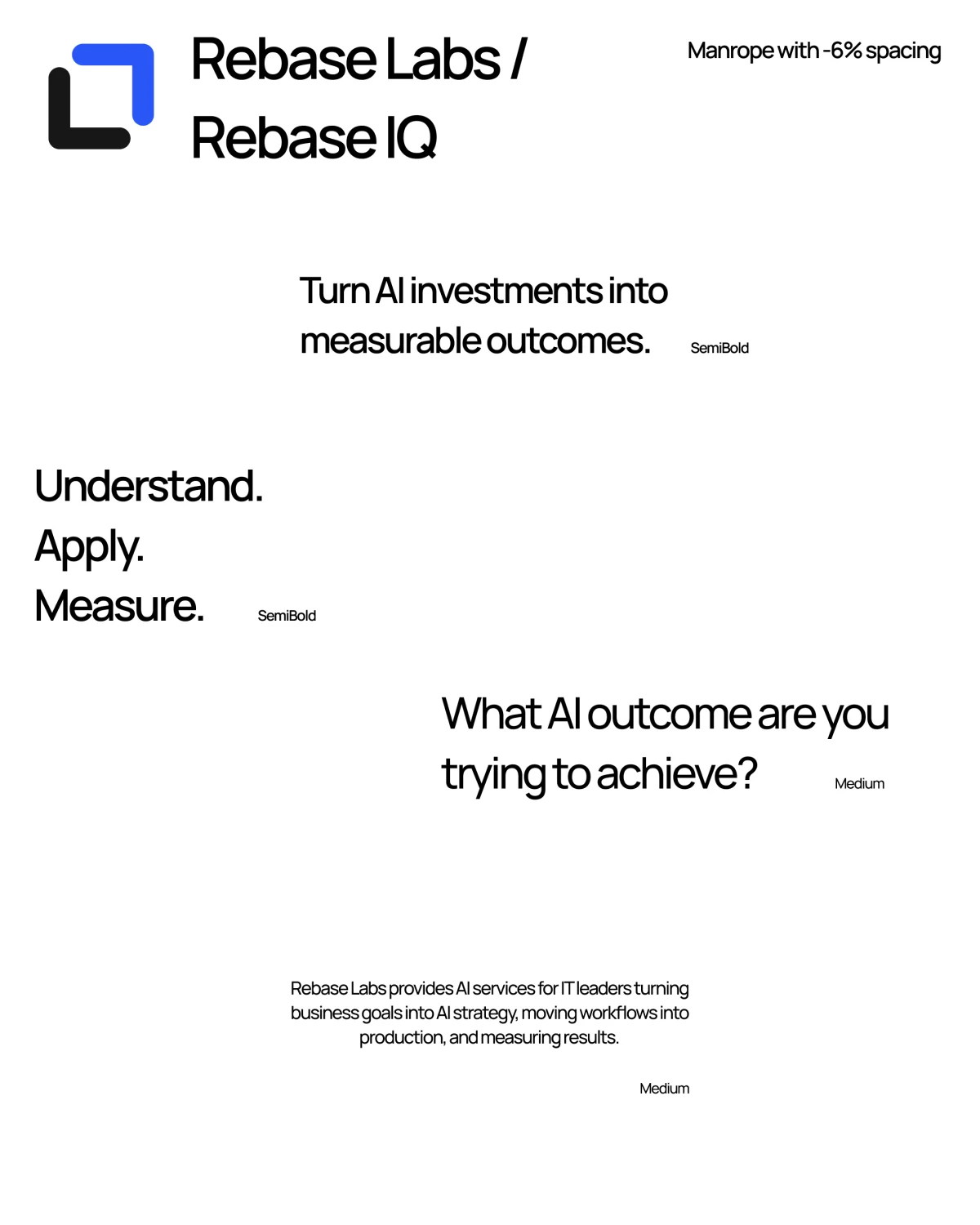 Rebase Labs — Manrope typeface exploration
