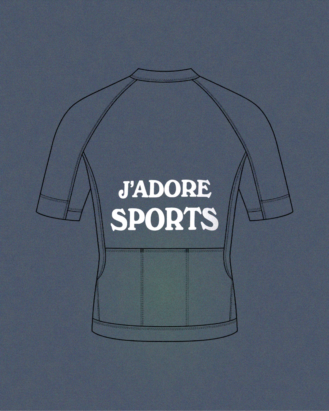 Sporty&Rich — Blue cycling jersey concept, back view