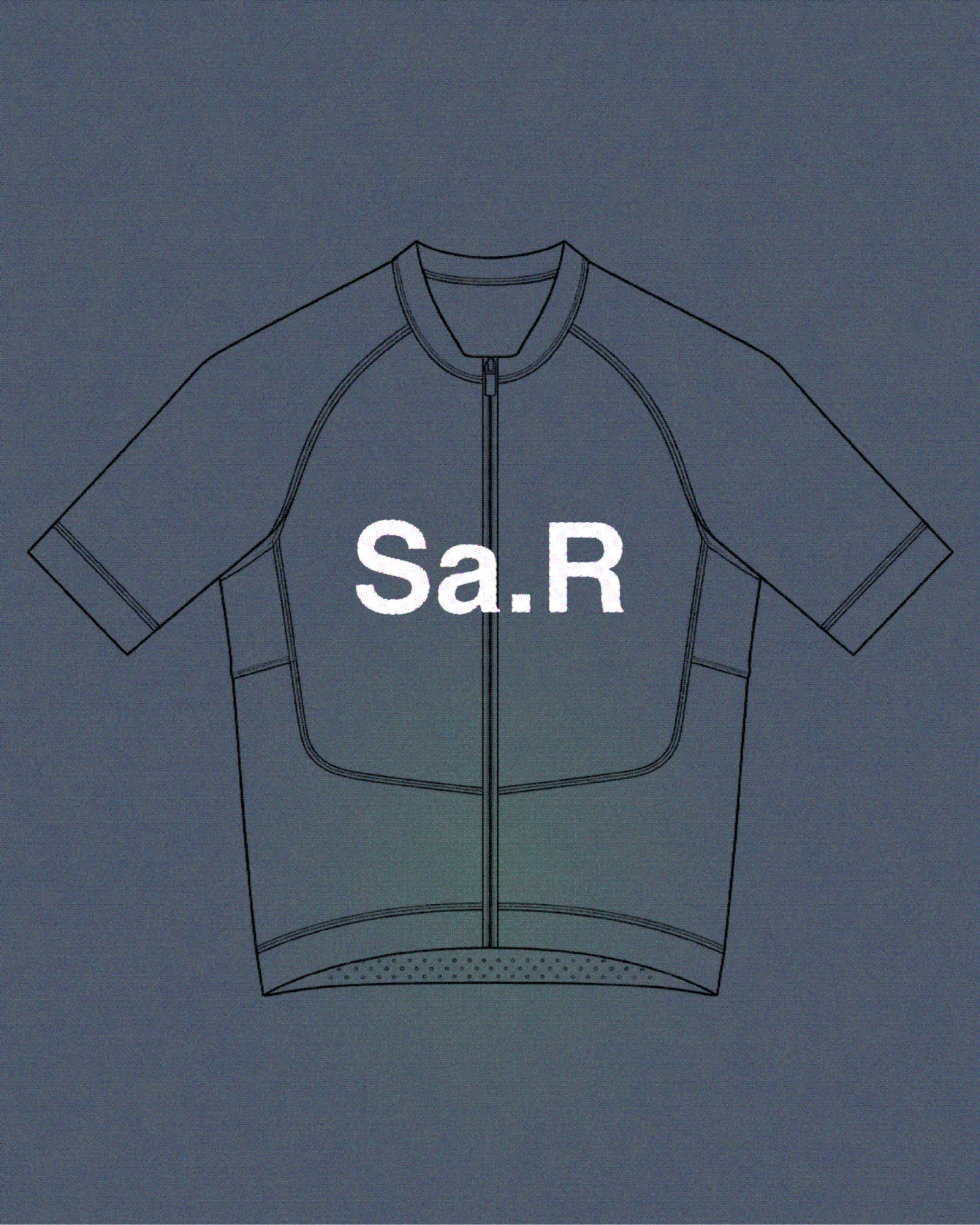 Sporty&Rich — Blue cycling jersey concept, front view