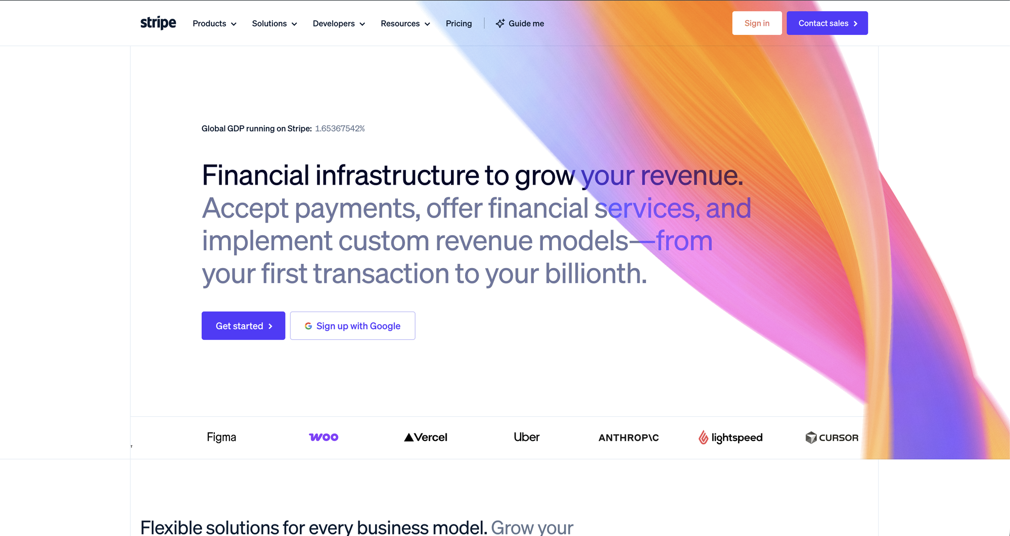 Stripe's current landing page